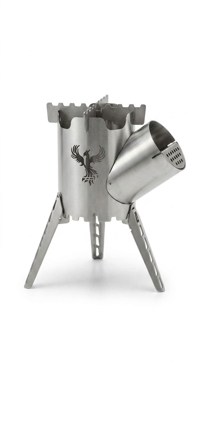 Stainless Steel Camping Stove | Portable Wood Burning Camp Stove | Modular Outdoor & RV Cooking Stove | AYME Outdoorium