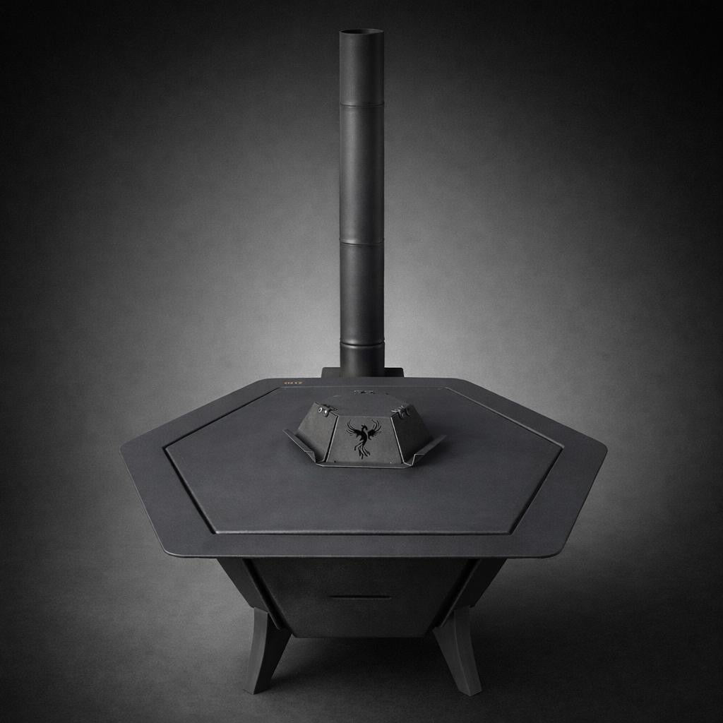 Wood Burning Outdoor Cooking Oven with Grill & Cooktop | Chimney Fire Pit Oven System | 6-Person BBQ Stove | AYME Outdoorium