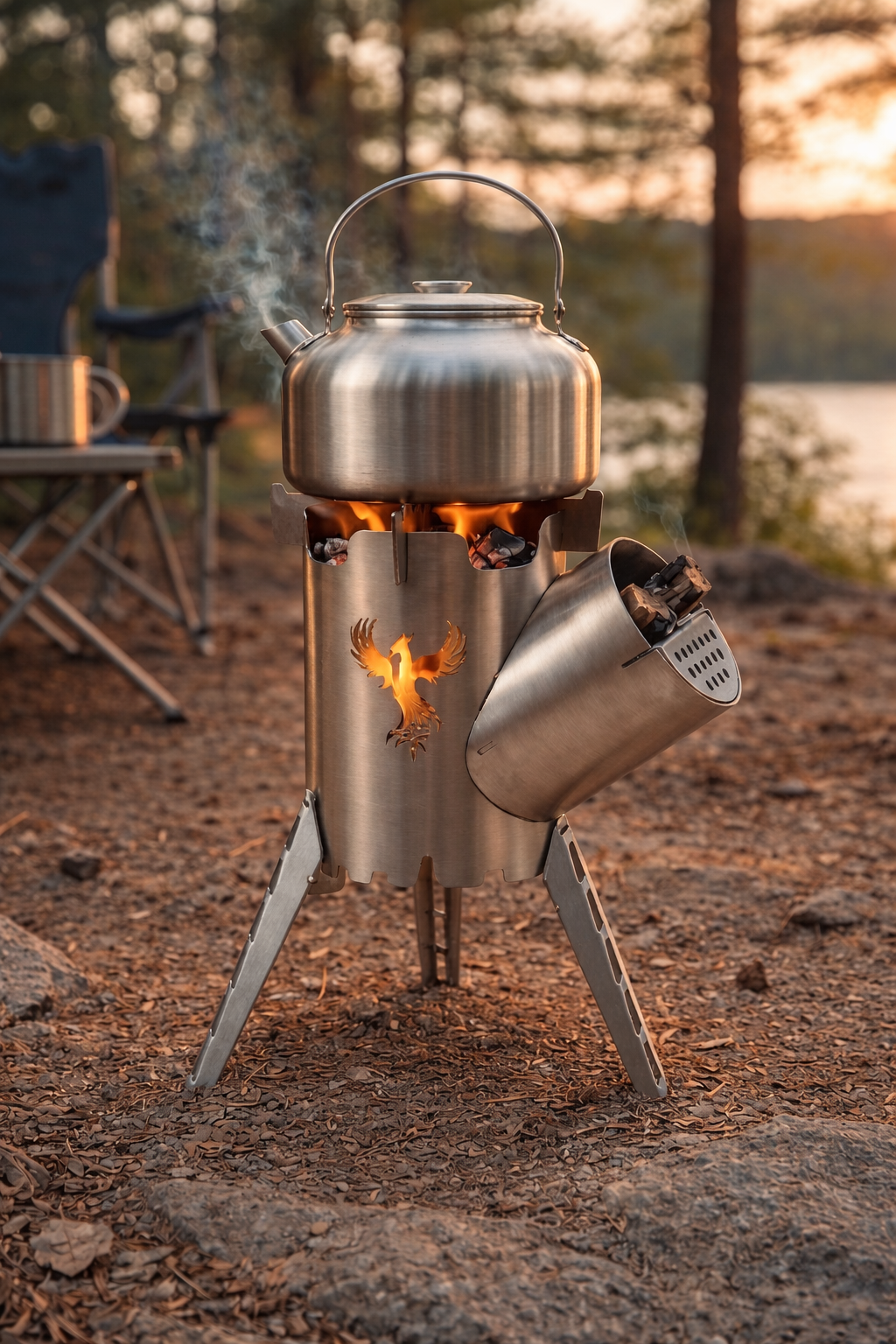 Stainless Steel Camping Stove | Portable Wood Burning Camp Stove | Modular Outdoor & RV Cooking Stove | AYME Outdoorium