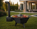 Wood Burning Outdoor Cooking Oven with Grill & Cooktop | Chimney Fire Pit Oven System | 6-Person BBQ Stove | AYME Outdoorium