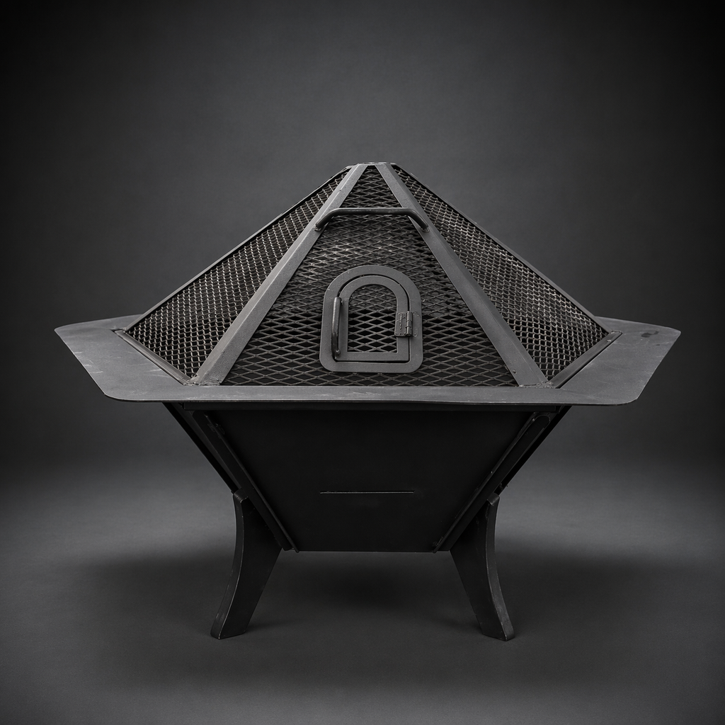 84 cm Steel Fire Pit | Wood & Charcoal Burning Outdoor Fireplace | Portable Garden Fire Pit | AYME Outdoorium