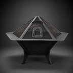 84 cm Steel Fire Pit | Wood & Charcoal Burning Outdoor Fireplace | Portable Garden Fire Pit | AYME Outdoorium