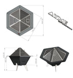 84 cm Steel Fire Pit | Wood & Charcoal Burning Outdoor Fireplace | Portable Garden Fire Pit | AYME Outdoorium