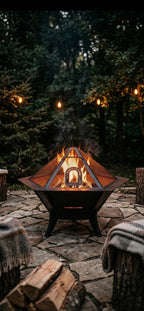 84 cm Steel Fire Pit | Wood & Charcoal Burning Outdoor Fireplace | Portable Garden Fire Pit | AYME Outdoorium