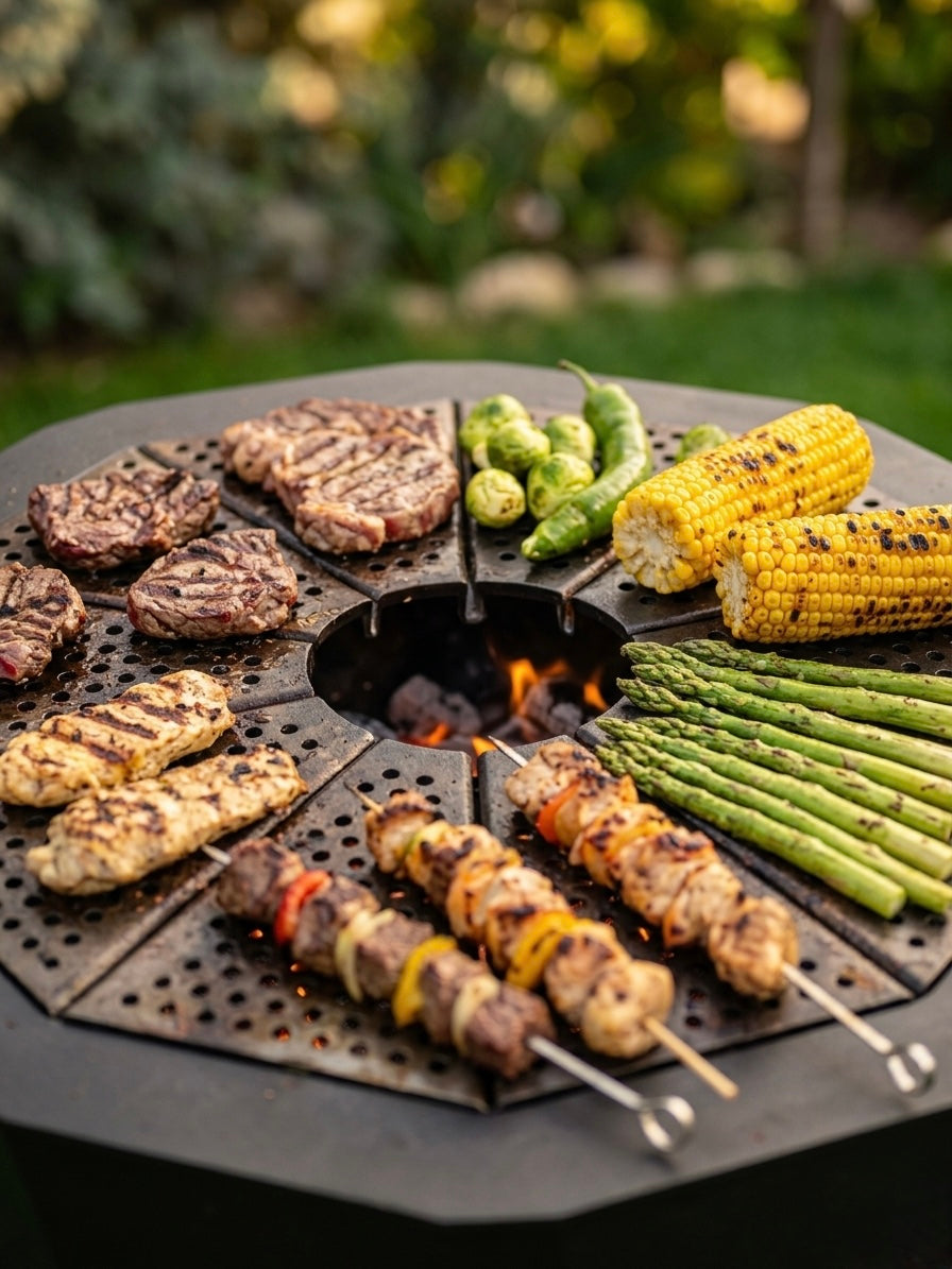 Premium Portable Fire Pit & Modular BBQ Grill | Low-Smoke Outdoor Cooking System | Carry Bag Included