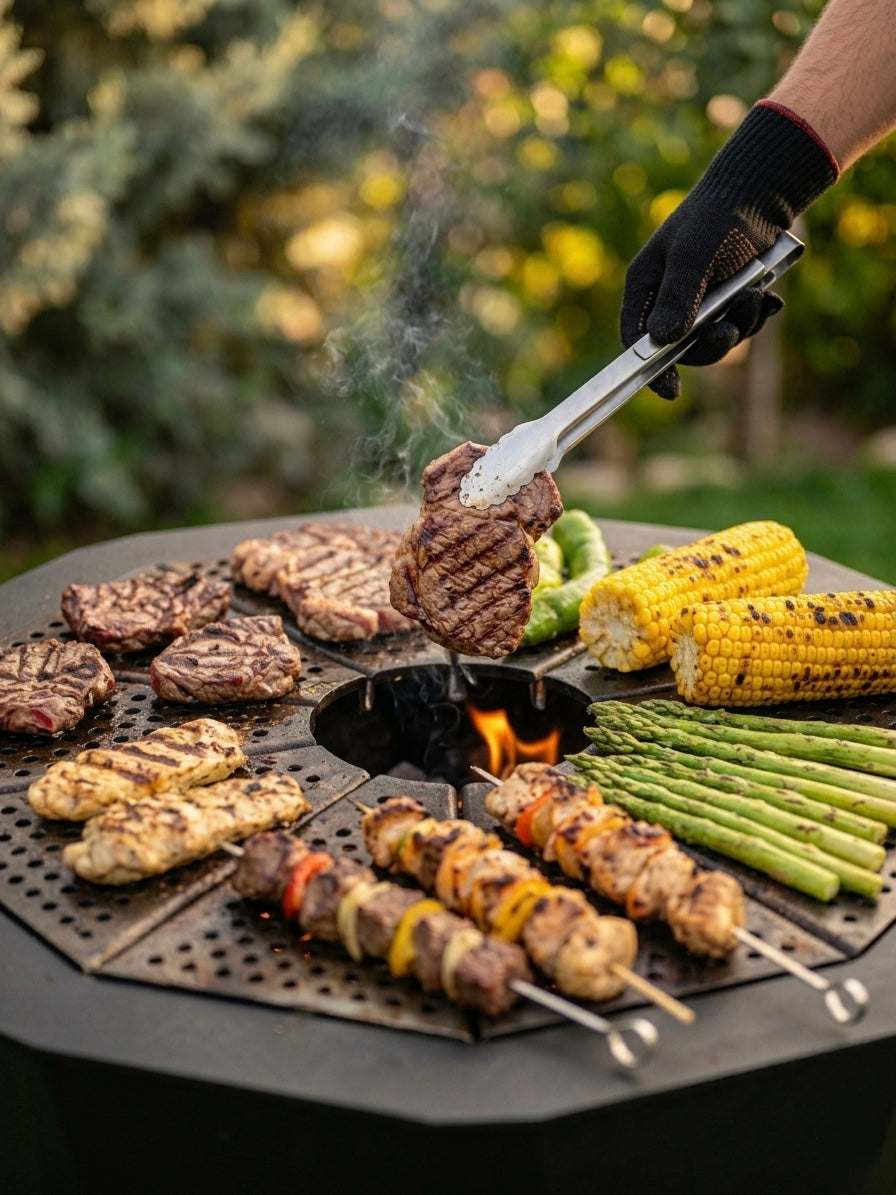 Premium Portable Fire Pit & Modular BBQ Grill | Low-Smoke Outdoor Cooking System | Carry Bag Included