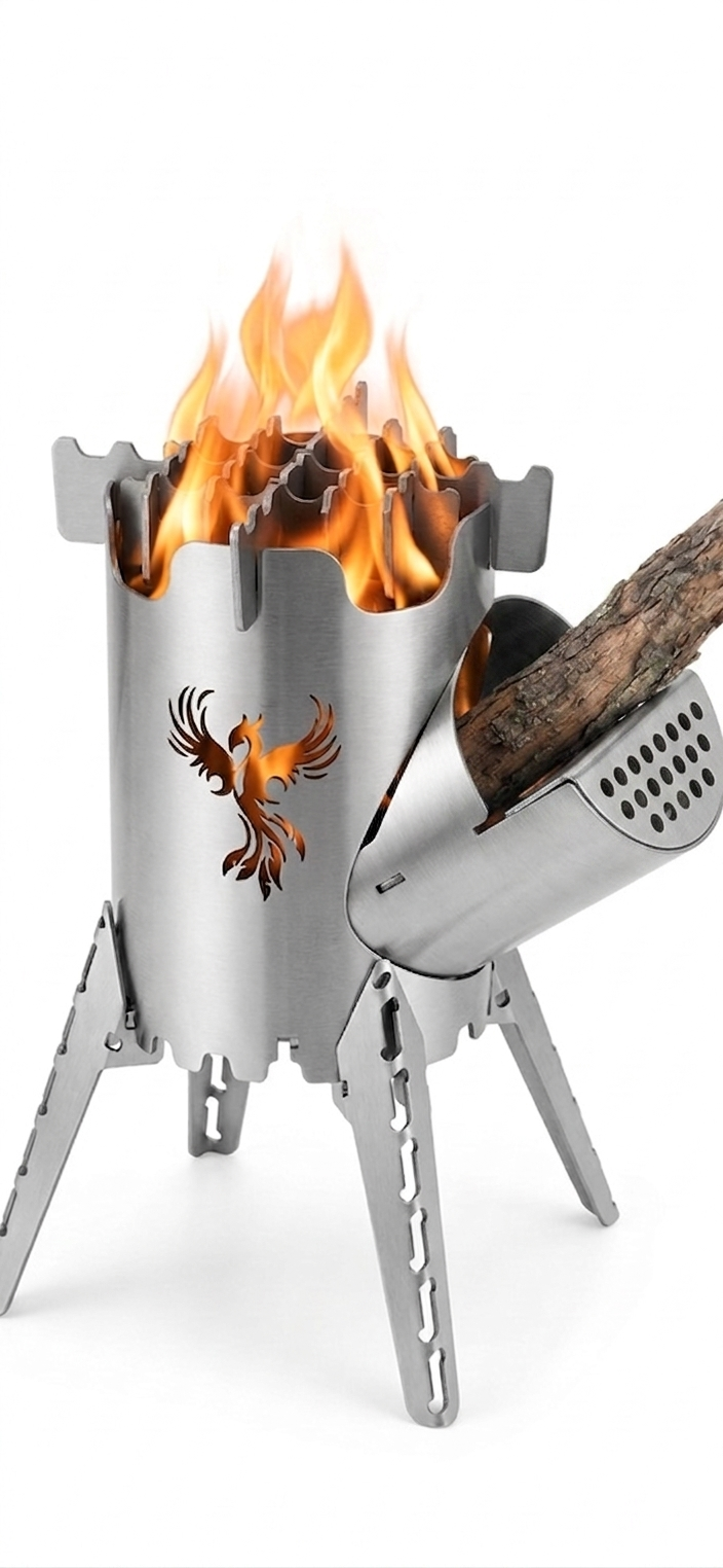 Stainless Steel Camping Stove | Portable Wood Burning Camp Stove | Modular Outdoor & RV Cooking Stove | AYME Outdoorium