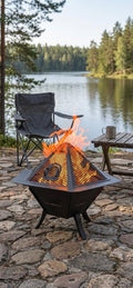 61 cm Portable Steel Fire Pit | Wood & Charcoal Burning Outdoor Fireplace | AYME Outdoorium