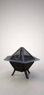 61 cm Portable Steel Fire Pit | Wood & Charcoal Burning Outdoor Fireplace | AYME Outdoorium