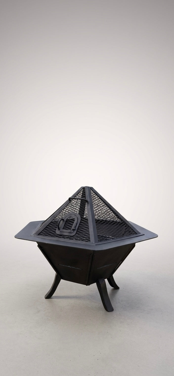 61 cm Portable Steel Fire Pit | Wood & Charcoal Burning Outdoor Fireplace | AYME Outdoorium