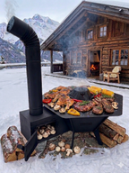 Wood Burning Outdoor Cooking Oven with Grill & Cooktop | Chimney Fire Pit Oven System | 6-Person BBQ Stove | AYME Outdoorium