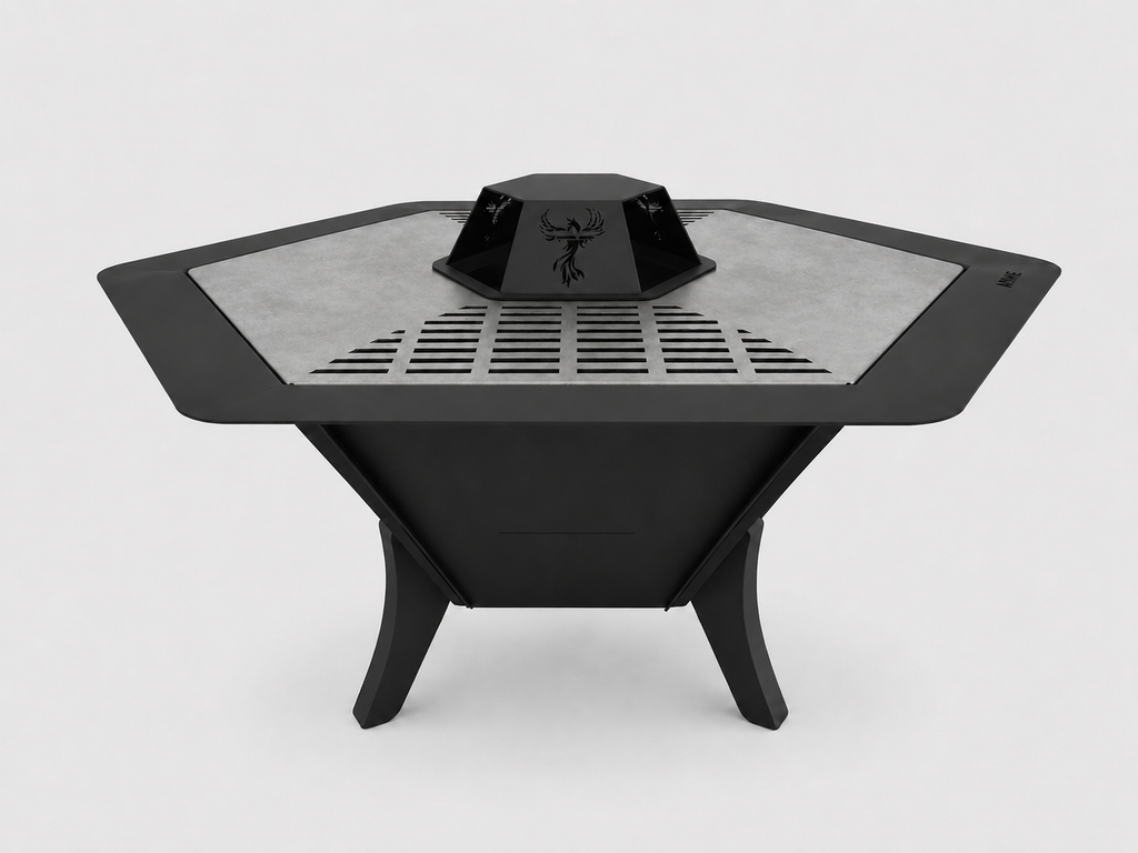 84 cm Fire Pit with Grill Grate Wood & Charcoal Burning Outdoor Fireplace, BBQ Grill & Garden Heater for 6 People / AYME Outdoorium
