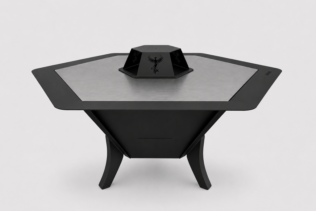 84 cm Portable Fire Pit & BBQ | Wood & Charcoal Burning Outdoor Fireplace for 6 People AYME Outdoorium