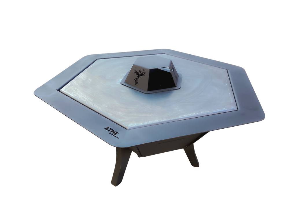 84 cm Portable Fire Pit & BBQ | Wood & Charcoal Burning Outdoor Fireplace for 6 People AYME Outdoorium