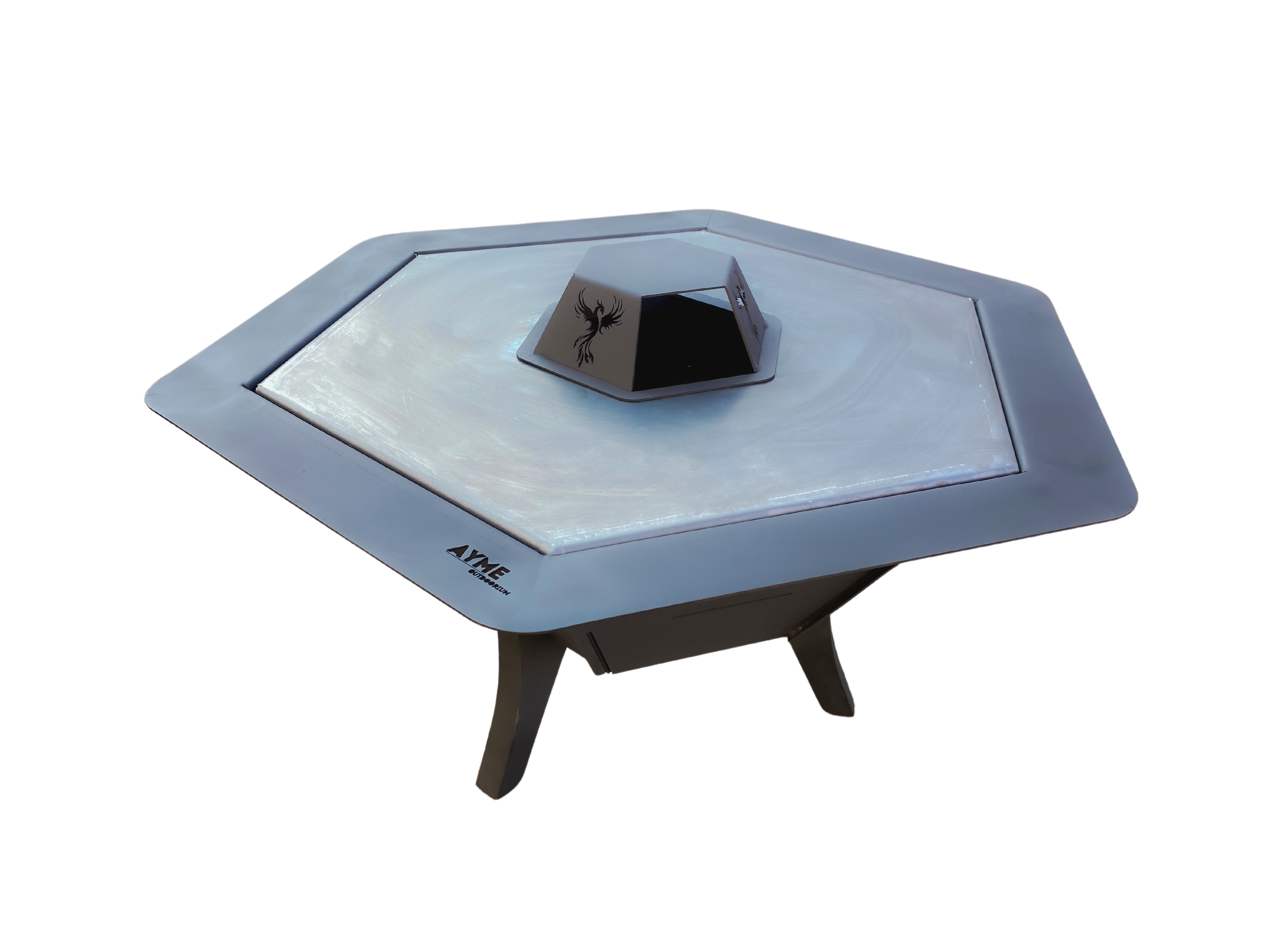 84 cm Portable Fire Pit & BBQ | Wood & Charcoal Burning Outdoor Fireplace for 6 People AYME Outdoorium