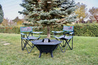 84 cm Portable Fire Pit & BBQ | Wood & Charcoal Burning Outdoor Fireplace for 6 People AYME Outdoorium